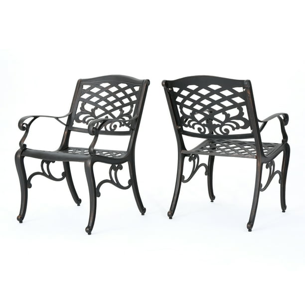 Myrtle Beach Outdoor Aluminum Dining Chairs, Set of 2, Shiny Copper