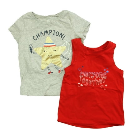 

Pre-owned Cat & Jack | Carter s Girls Red | Gray T-Shirt size: 18-24 Months