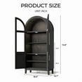 thumbnail image 6 of TopComfy 74.3"Arched Cabinet with Glass Doors, Kitchen Storage Cabinet with Door, 5-Tier Arched Bookcase with Adjustable Shelves - Black, 6 of 7