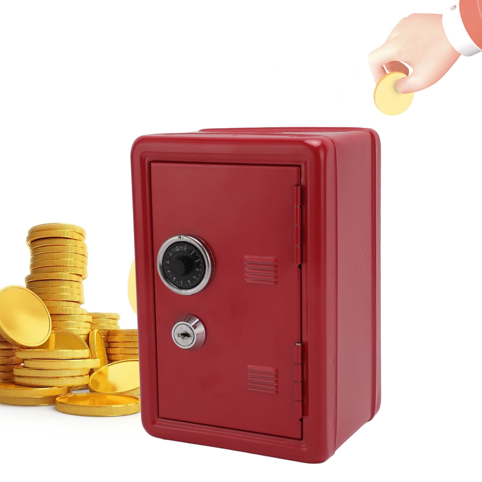 Coin Mini Safe Box Red Dictionary Shape Money Bank Metal Piggy Bank With  Lock Key Password For Coins Jewelry Valuables - Walmart.ca