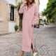 thumbnail image 1 of mfyjkho Vestidos para mujer, Falda de vestir con abertura y bolsillo con capucha informal de color liso para mujer Vestidos de playa para mujer l, 1 of 7