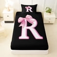 thumbnail image 3 of Erosebridal Pink Bows Alphabet R Twin Sheet Sets,Girl Personalized Gifts Bedding For Teens 3 Pieces, 3 of 6