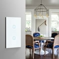 thumbnail image 1 of US Smart Home WiFi Tuya Touch Switch Wireless 433.92MHz Sensor Button Tempered Glass Panel Switches Sticky On/Off Office Hotel White 2 Gangs, 1 of 8
