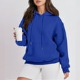 thumbnail image 4 of Outfmvch Hoodies Womens Hoodies Women'S Solid Color Zipperless Long Sleeved Pullover Hooded Sweater Zip Up Hoodie Women Blue S, 4 of 5