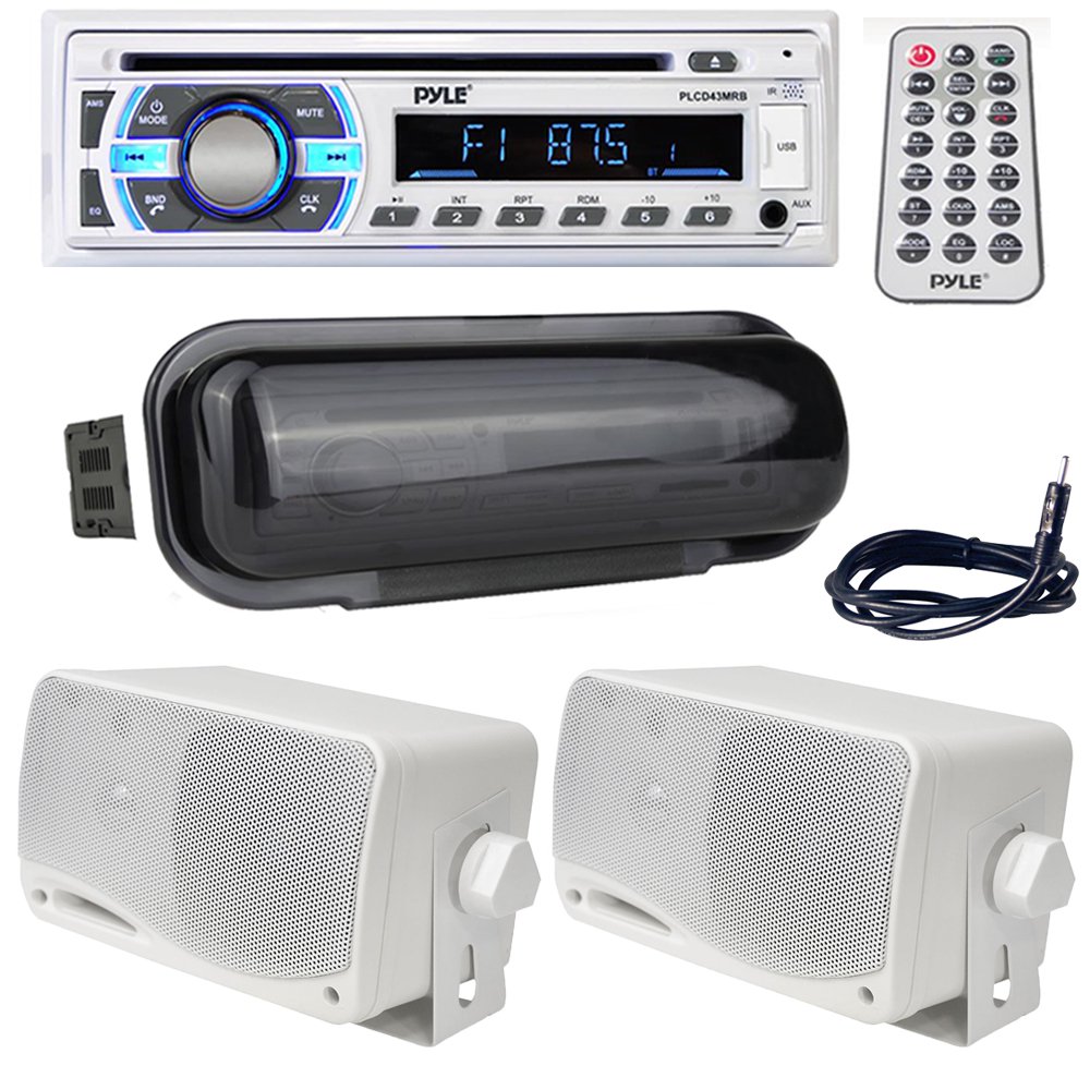 Marine Wire AntennaWhite Water Resistant Radio Shield3.5 200 Watt 3Way