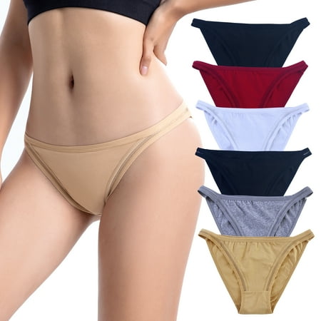 GaaiKei String Underwear for Women Cotton High Cut Stretch Breathable Low Rise Hipster Cheeky Bikini Panties 6 Pack Size 6