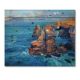 thumbnail image 3 of Designart 'The Blue Ocean By Rocky Cliffs' Nautical & Coastal Print on Natural Pine Wood, 3 of 5