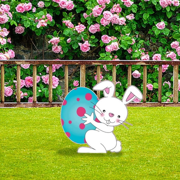 LLQkigsxse Drapeaux de Jardin Découpes de Jardin de Pâques Panneaux de Pâques Animaux Drapeaux de Pâques Ornements d'Ufs Extérieurs de Pâques