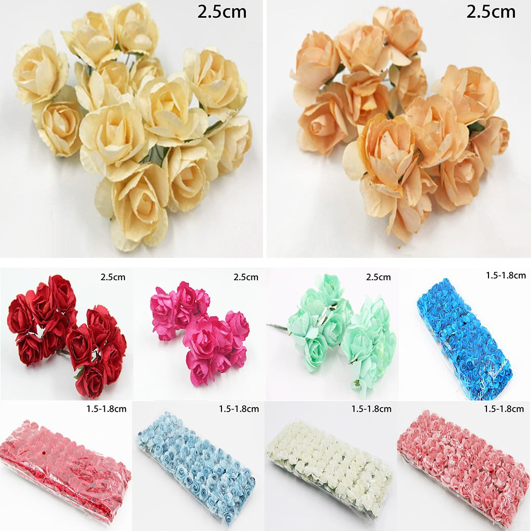 144Pcs Mini Foam Roses Head Artificial Small Flowers Wedding Home Party Decor yu 