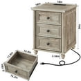 thumbnail image 2 of 18"W White Nightstand 3 Drawer Nightstand, Bedside Table with Charging Station, 24" Tall End Table for Bedroom Enterway Living Room, Red Oak, 2 of 7