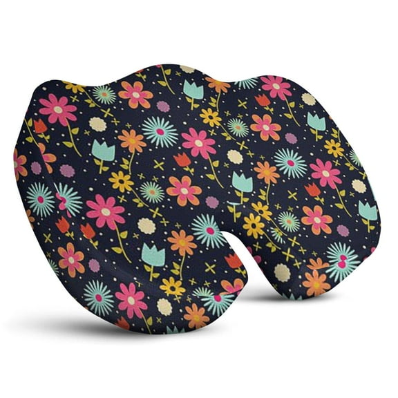 Premium Daisy Pattern Memory Foam Seat Cushion Ergonomic Chair Pad for Office Chair, Car, Airplane & Bleachers Sciatica, Tailbone Hip & Back Pain Relief - Chair Cushion for Long Office Workers.