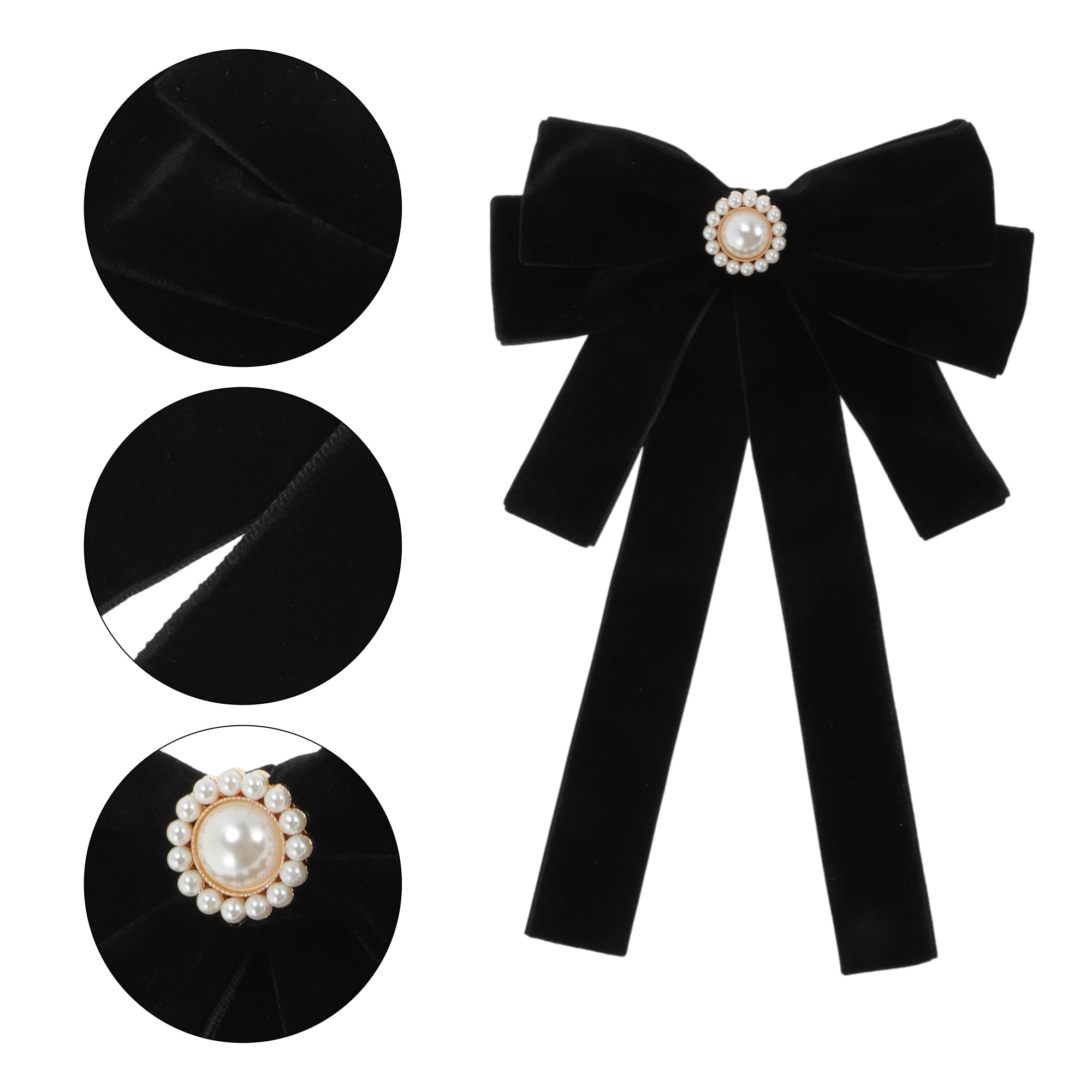 Unique Bargains Bowknot Ribbon Bow Brooch Neck Tie Raven Black