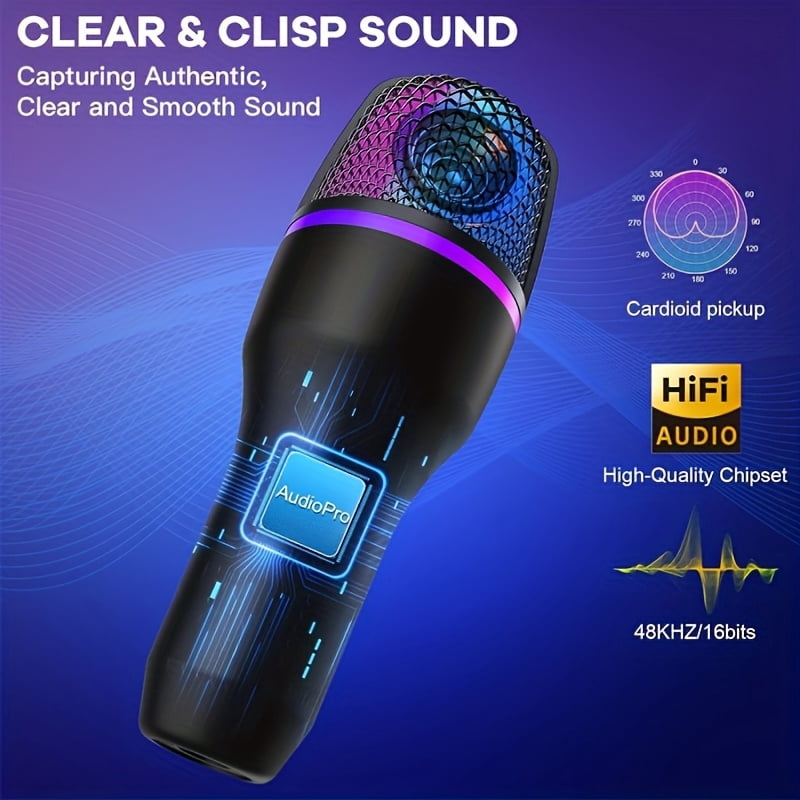 RGB Condenser Gaming Microphone Kit - PC USB Microphone with Tripod/Spray Cover | for Live Streaming/Podcasting/Ps5/Pc Gaming/Online Conferencing