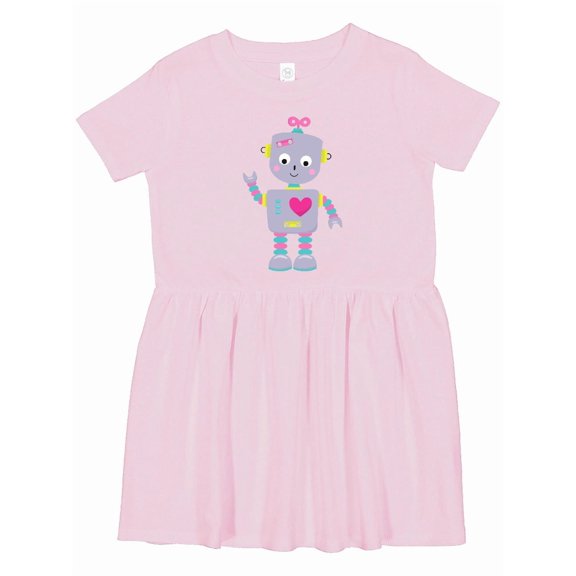 Inktastic Cute Robot, Purple Robot, Funny Robot, Silly Robot Girls Toddler Dress