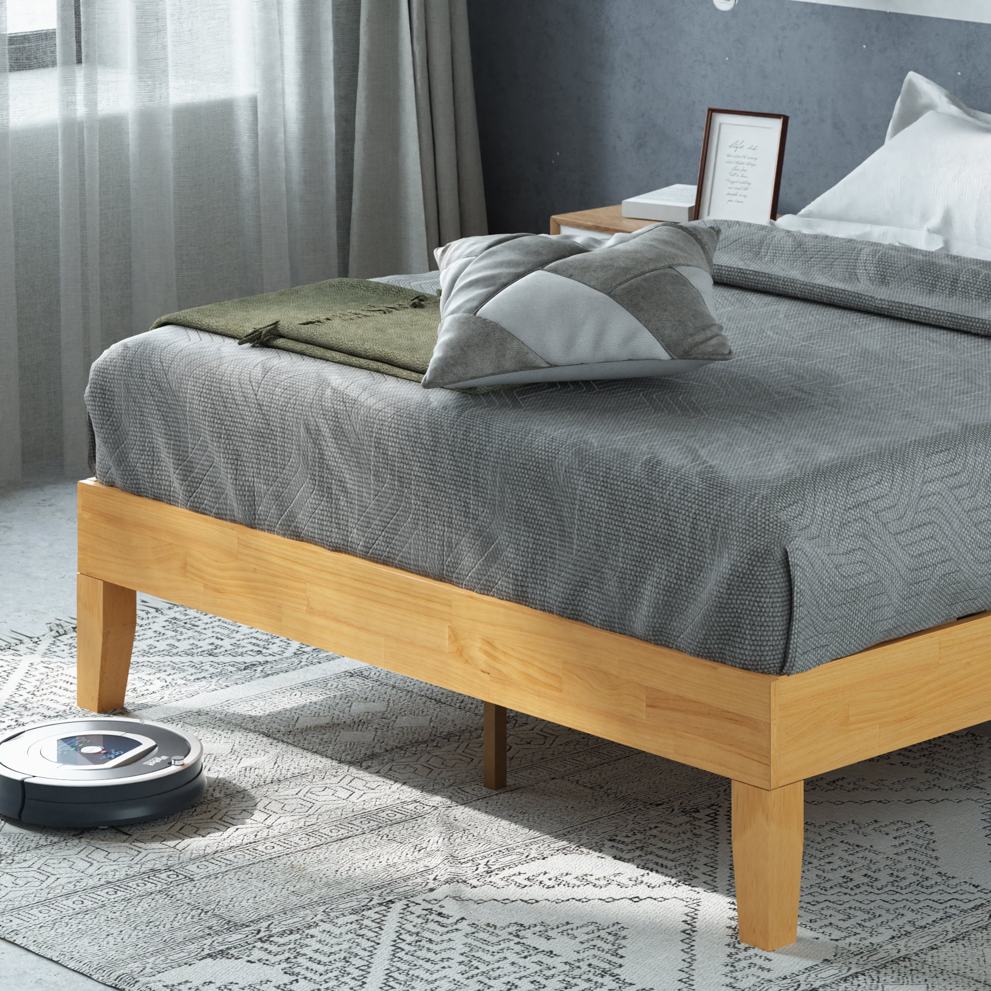 Moiz deluxe wood sale platform bed frame