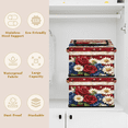 ADECORIVY Red Stripes Stars Fabric Storage Bin with Lid, Decorative ...