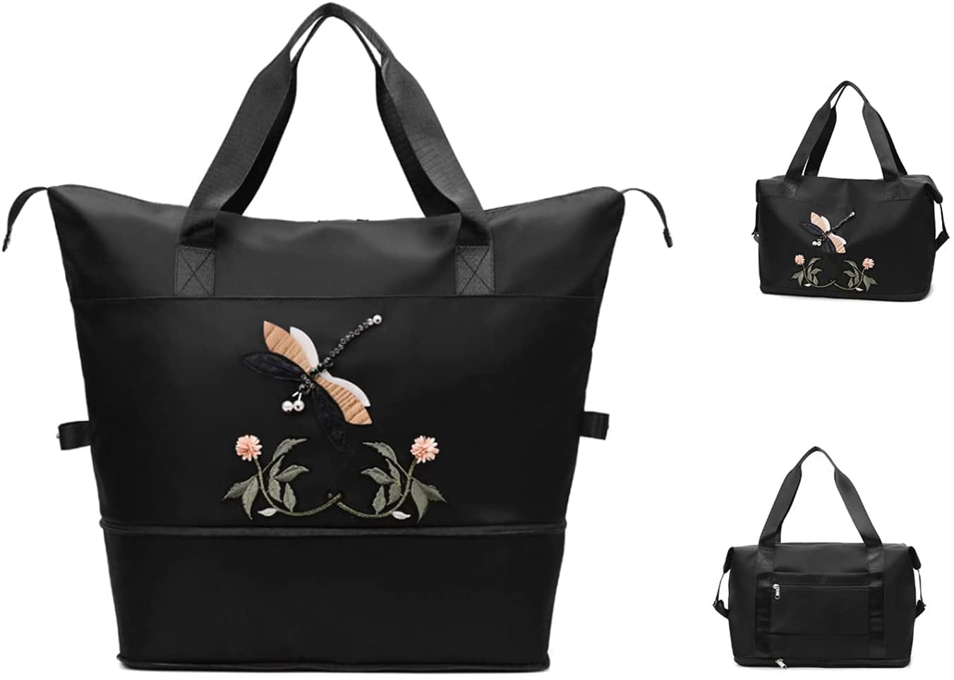 Large Capacity Folding Travel Bag, Lightweight Waterproof Oxford Cloth Embroidery Carry on