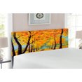 thumbnail image 2 of Country Headboard, Painting of a Park in Autumn Fall with Pale Warm Tone Leaves Harmony Nature Print, Upholstered Decorative Metal Bed Headboard with Memory Foam, Full Size, Yellow Brown, by Ambesonne, 2 of 4