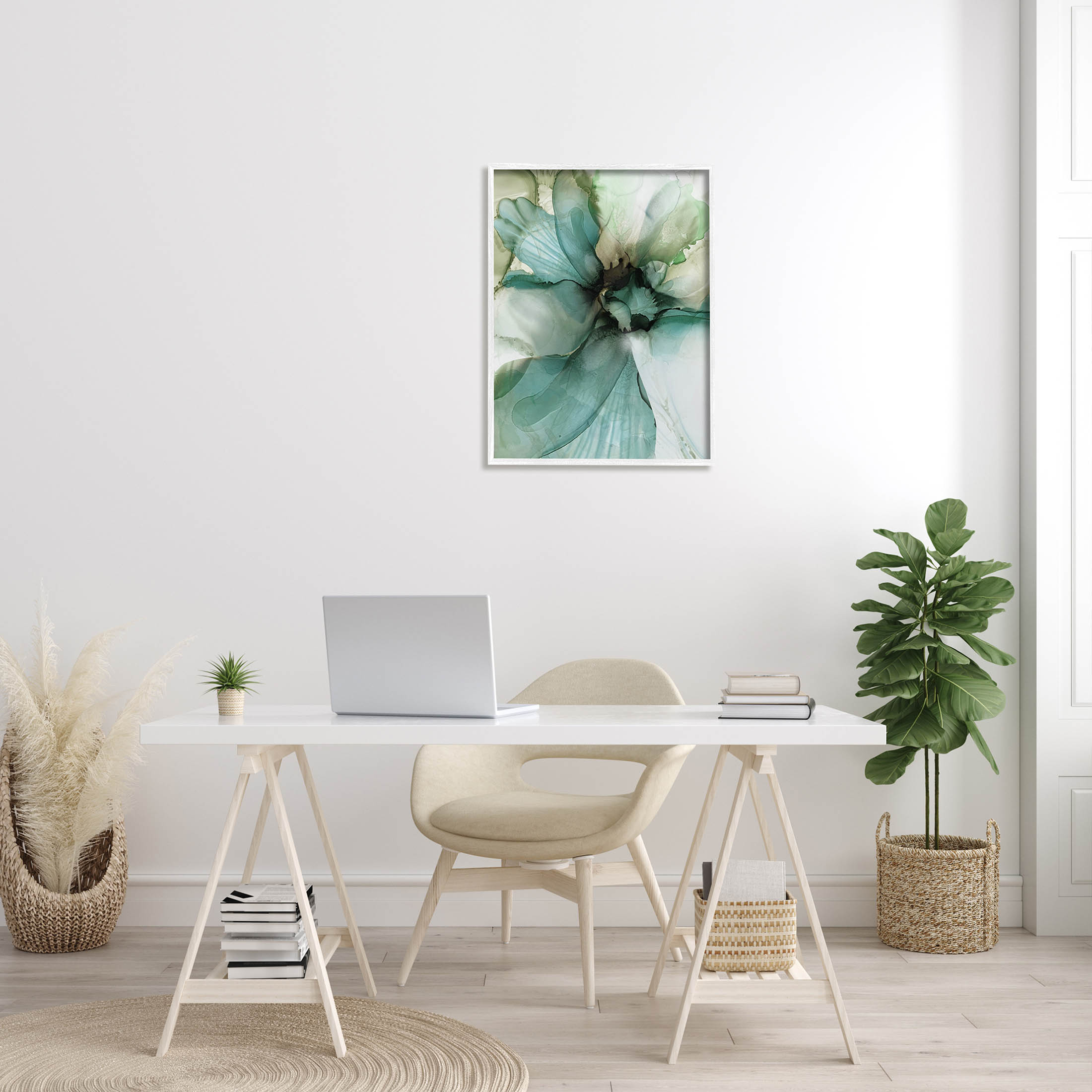Modern Flower Petal Botanical Abstract Graphic Art White Framed Art Print Wall Art