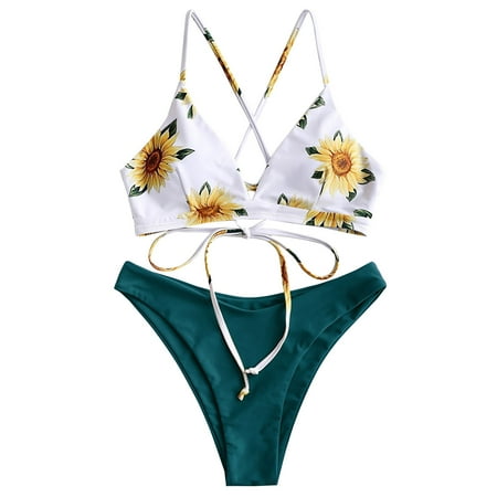

Fsqjgq Swimming Suits for Women Sports Bra Top Bathing Suit Swimwear Polyester Plus Size Daily Lady Swim Trunks for Women with Top Swimwear for Women Polyester Army Green M