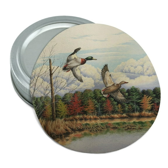 Mallard Ducks Flying Hunting Round Rubber Non-Slip Jar Gripper Lid Opener