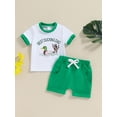 thumbnail image 2 of Bagilaanoe 2pcs Toddler Baby Boy Shorts Set Short Sleeve Print T Shirt Tops + Shorts 6M 12M 18M 24M 3T Kids Casual Summer Clothes, 2 of 8