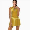 thumbnail image 2 of Abstract mustard yellow design lines Sports Dresses Women Tennis Dress with Separate Shorts One-Piece Slim Fit Golf Dress, 2 of 4