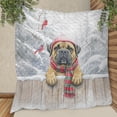 thumbnail image 3 of Playful Bullmastiff Welcomes Winter Snowy Day with Cardinal Bird Quilt Blanket Dog Lover Cozy Comforter Throw Blanket - 12017, 3 of 5