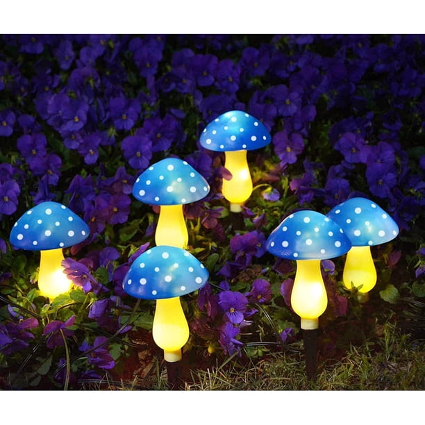Lámpara de hongo para exteriores, lámpara de hongo LED solar, decoración impermeable para patio, jardín, cabezal de borde redondo
