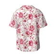 thumbnail image 2 of Vsdgher Rose Flowers Print Men's Wrinkle Free Untucked Cuban Shirt Business Casual Button Down Shirts Short Sleeve Shirt, 2 of 7
