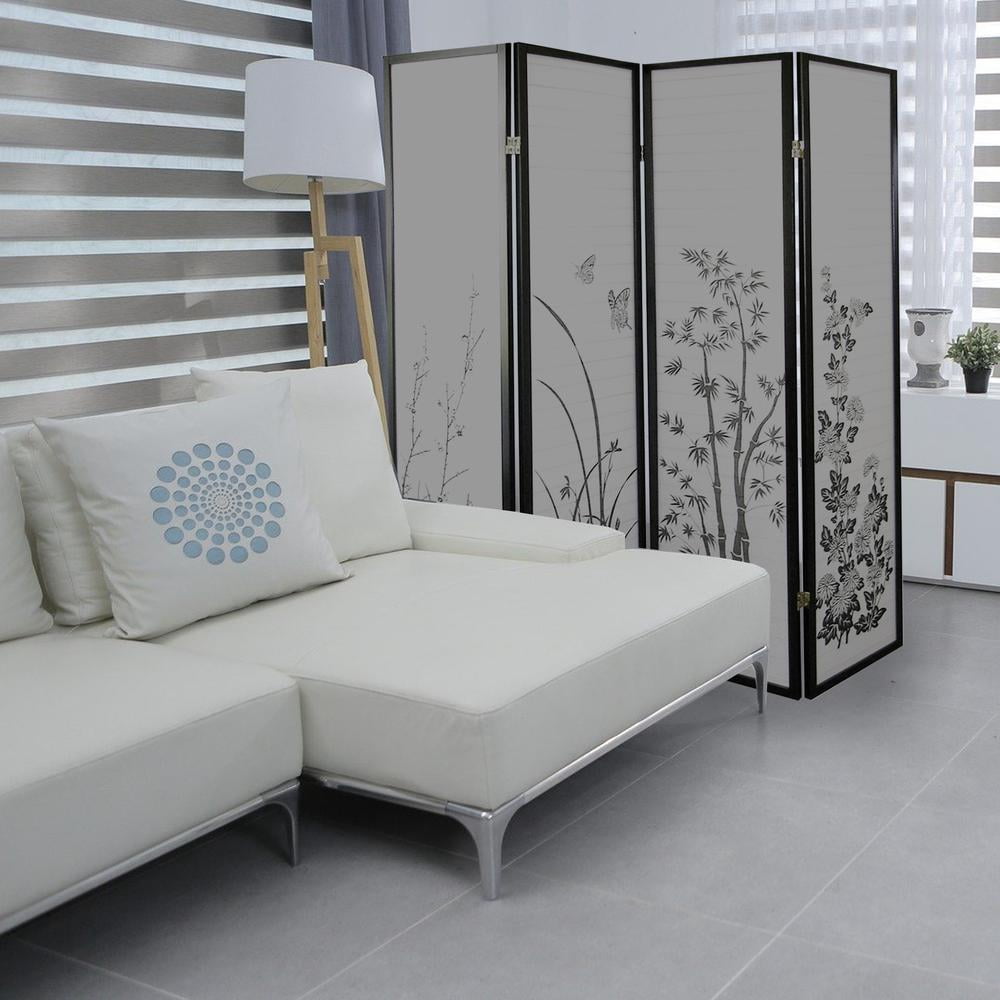 ORE International 70" 3-Panel Metal Screen Room Divider in Black