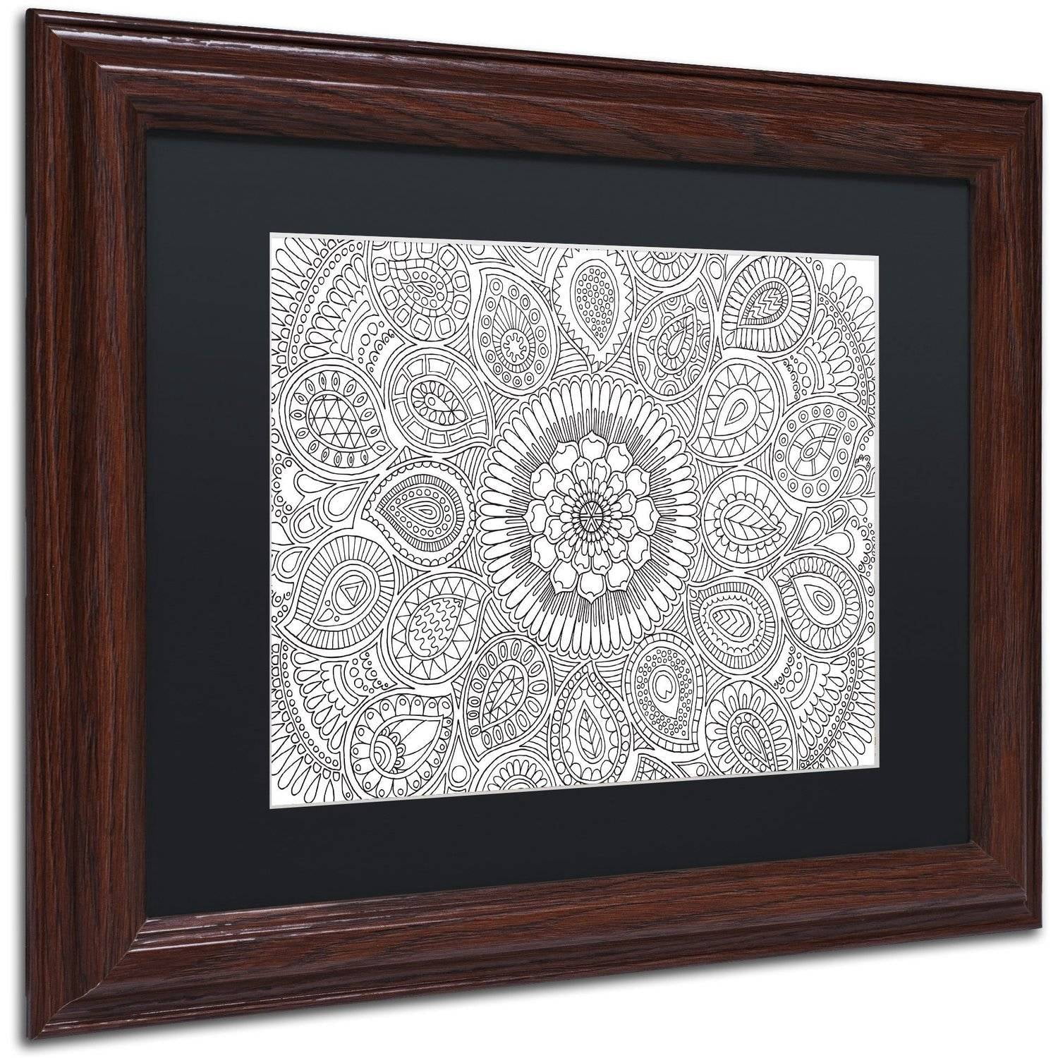 Trademark Fine Art "Paisley Mandala" Canvas Art by Hello Angel, Black Matte, Wood Frame