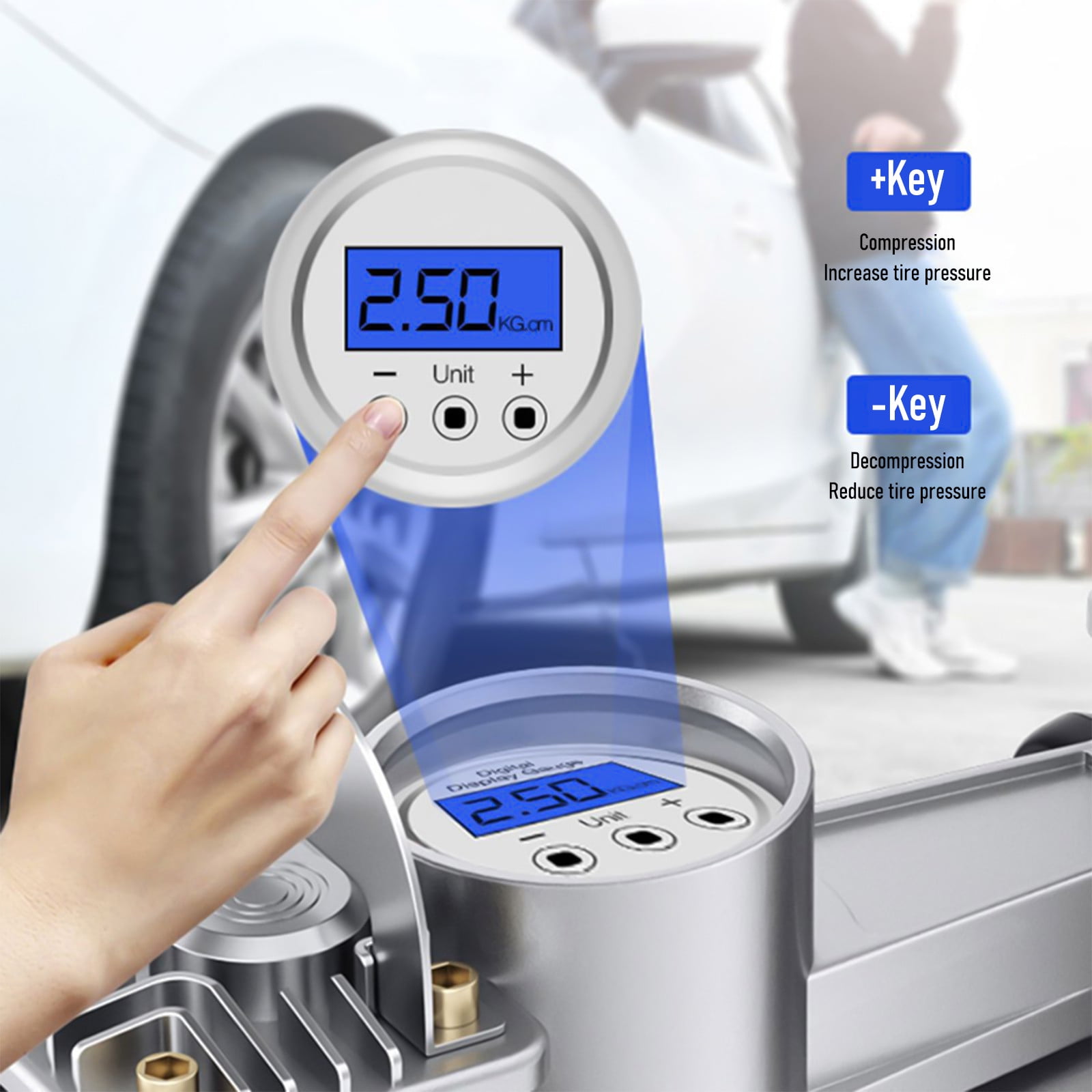 YZEGDCH Tire Inflator Portable Air Compressor,12V Dual Cylinder Multi-Function High-Power Vehicle Air Pump with Pressure Gauge and Led Lighting for Car,Bike,Ball,Motor