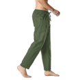 thumbnail image 3 of KAIYANG Pantalones de yoga para playa, holgados, ligeros, con cordón y cintura elástica, de lino, para hombre, color verde, talla 2-XL, 3 of 5