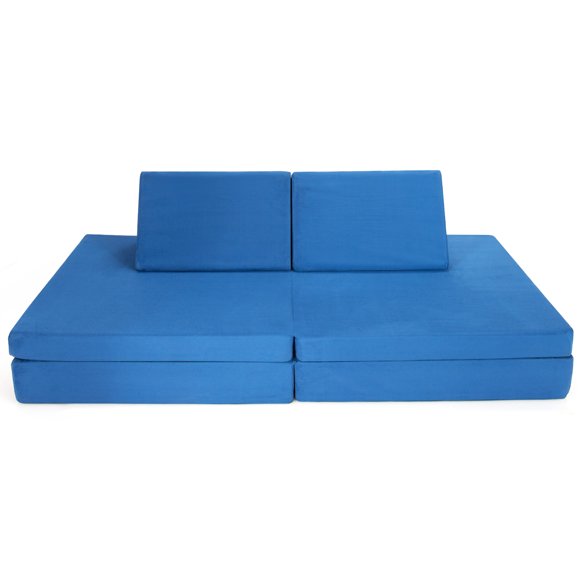 Costway 4-Piece Convertible Kids Couch or 2 Chairs Toddler to Teen Sofa and Play Set