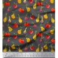 thumbnail image 1 of Soimoi Gray Poly Georgette Fabric Fruits & Vegetable Fabric Prints By Yard 52 Inch Wide, 1 of 3