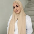 thumbnail image 2 of Nochalofo Scarf for Women Muslim Head Scarf Solid Color Long Scarf Wrap Scarves Cotton Scarf for Fashion Beigeone Size, 2 of 3