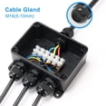 thumbnail image 3 of Dinheiro Caja de conexiones de 4 vías, Conector de cable impermeable IP66, Caja eléctrica impermeable para exteriores negra Cajas de terminales eléctricas para cable de 5-10 mm - DKSFJKL, 3 of 5
