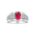 thumbnail image 1 of RYLOS Men's Rings Sterling Silver Rings Classic Designer Style 8X6MM Oval Gemstone & Diamond Ring Ruby July Birthstone Rings For Men Size 8, 1 of 7