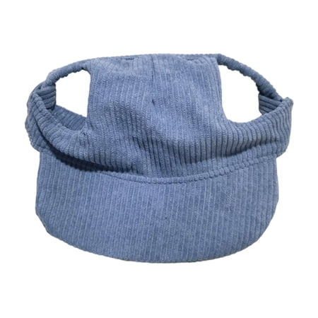 Corduroy Dog Baseball Hat with Ear Holes and Adjustable Chin Strap Breathable Sun Protection Summer Cap for Large Golden Retrievers and Labradors Blue