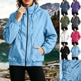 thumbnail image 2 of Fengactive Womens Lightweight Windbreaker Hooded Zip Up Jacket Raglan Sleeve Water Resistant Hiking Coat Spring Summer Fall, 2 of 8