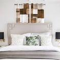 thumbnail image 4 of Brown Geometric Kitchen Curtains Short 45 Inch Length, Vintage Oil Painting Contemporary Grommet Top Bedroom Living Room Curtains, Light Filtering Cafe Curtain Drapes 2 Panels Set 84''x45'', 4 of 9