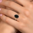 thumbnail image 4 of Gem Stone King 14K Two Tone Gold Black Sapphire and Lab Grown Diamond Engagement Ring for Women | 6.16 Cttw | Oval 12X10MM | Gemstone September Birthstone | Size 6, 4 of 6
