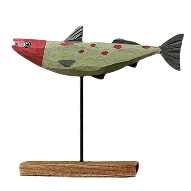 Wooden Fish Statue Nordic Home Decorations Fish Sculpture Ornaments C