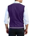 thumbnail image 3 of Sweater Vest Men V Neck Casual Sleeveless Pullover Striped Cable Knit Business Casual Tops Fall Winter College Style Sweaters Purple 3XL, 3 of 3