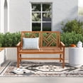 thumbnail image 3 of LuxenHome Carmel Solid Wood Outdoor Loveseat Park Bench, 3 of 11