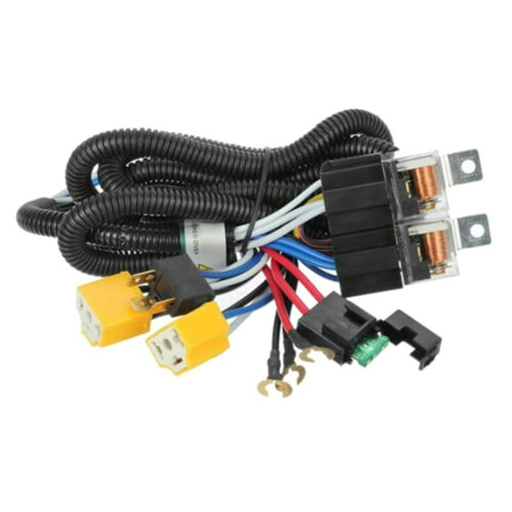 2 Headlight Relay Wiring Harness H4 Headlamp Light Bulb Ceramic Socket Plugs Set for Car Auto Headlight