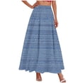 thumbnail image 3 of qolati Women's Floral Maxi Skirts Casual Elastic High Waist Ruffle Long Skirts Vintage Boho A Line Pleated Flowy Beach Ladies Skirts Blue XXL, 3 of 5