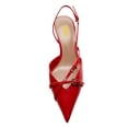 thumbnail image 4 of FSJ Women Low Kitten Heel Closed Pointed Toe Slingback Pumps Comfortable Buckle Ankle Strap Heeled Sandals Dress Shoes Size 6 Red, 4 of 5