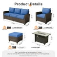 thumbnail image 2 of Vcatnet Outdoor Patio Furniture Sets with 42" Gas Propane Fire Pit Table 6 Pieces All Weather Sectional Sofa PE Rattan Wicker High Back Conversation Set with Ottoman,Navy Blue, 2 of 9